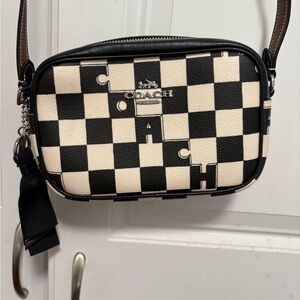 Coach Black and White Checkered Crossbody Bag